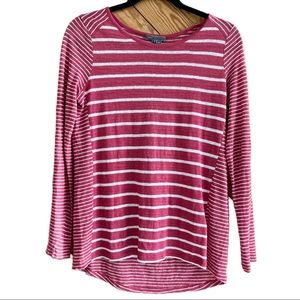 VINCE Striped Linen Long Sleeve Tee
